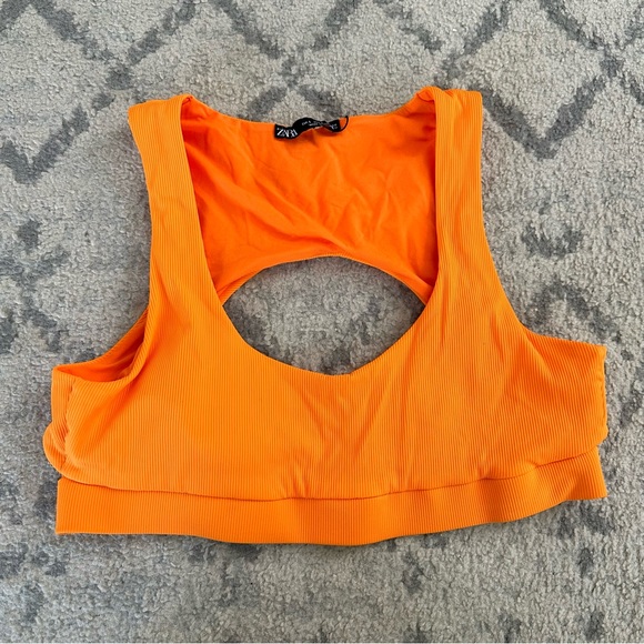 Zara Other - Zara Swimwear Orange Open Back Bikini Top size Large